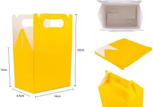 10Pcs yellow Colour Cardboard Lunch Takeaway Birthday Wedding Carry Meal Food Cake Party Box Childrens Loot Bags