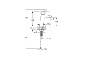 VitrA Flow Line Chrome Round Large Basin Mixer