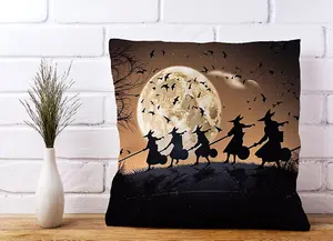 A Group Of Witches Riding Broomsticks Cushions 60cm x 60cm