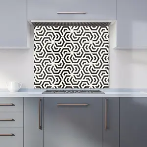 Hexagonal Geometric Pattern Premium Glass Kitchen Splashback W700mm x H750mm