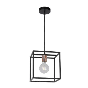 Lucide Arthur Modern Cube Pendant Light - 1xE27 - Black