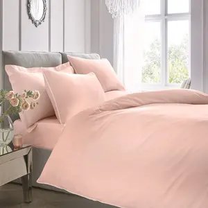 Cotton Solid Colour Duvet Cover with Pillowcases Blush / Super King Duvet Cover + 2 Pillowcases