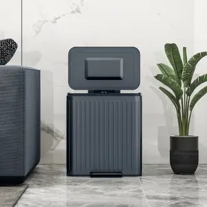 HOMCOM 2 x 20L Double Rubbish Bin, Pedal Bin with Soft-Close Lid, Black