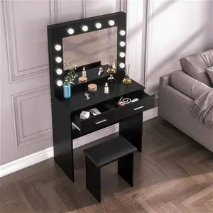 Thurston Dressing Table With Mirror Hashtag Home Colour: Black