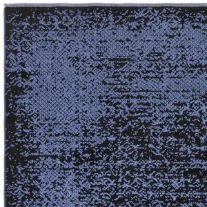 Indigo Black Abstract Modern Bordered Rug for Living Room and Bedroom-200cm X 290cm