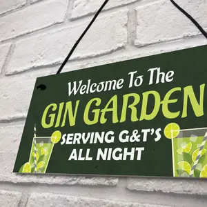 Funny GIN GARDEN Sign Home Gift Garden Sign Man Cave Plaque G and T Sign