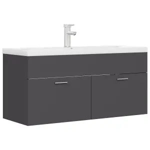 Berkfield Sink Cabinet with Built-in Basin Grey Engineered Wood