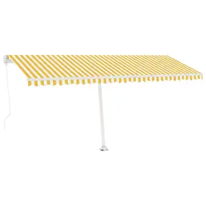 Berkfield Manual Retractable Awning with LED 500x300 cm Yellow and White