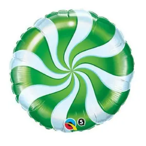 Qualatex Foil Balloon with Festive Candy Swirl Design Green/White (One Size)