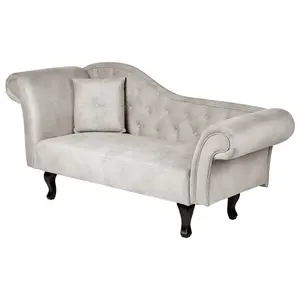 Left Hand Velvet Chaise Lounge Taupe LATTES II