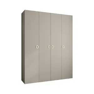 Elegant Cashmere Como I Hinged Door Wardrobe H2460mm W1900mm D500mm, Four Doors, Sixteen Shelves, Two Hanging Rails, Gold Handles