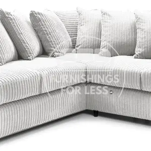 Ferguson Silver 5 Seater Fabric Corner Sofa L Shaped Jumbo Cord - Scatter Back