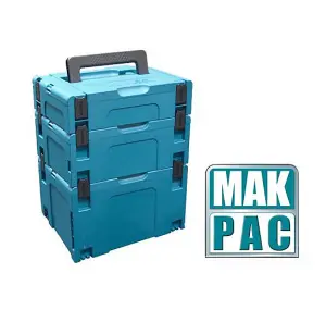 Makita MAKPAC Stack 3 Piece Connector Stackable Tool Case Type 1 2 and 3