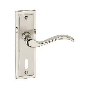 URBNLIVING 158mm Length 8 Pcs Porto Metal & Satin Nickel Lever Latch Door Keyhole Handle Set