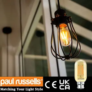 paul russells LED Filament T45 Bulb, 4W 380 Lumens, 35w Equivalent, 2200K Amber, Pack of 10