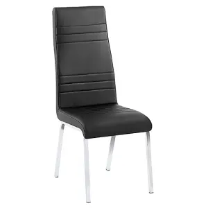 Dora Black Faux Leather Dining Chairs With Chrome Legs In Pair