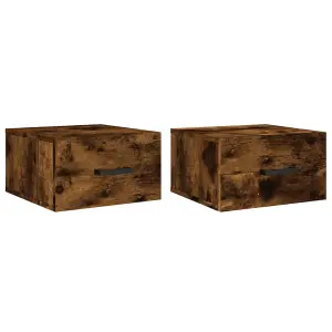 Berkfield Wall-mounted Bedside Cabinets 2 pcs Smoked Oak 35x35x20 cm