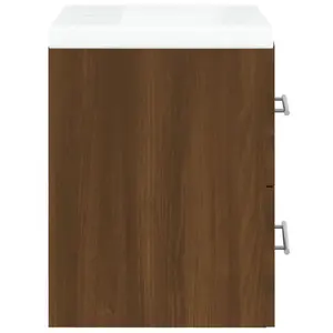 Berkfield Sink Cabinet with Built-in Basin Brown Oak Engineered Wood