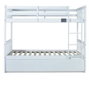 Essentials White Wooden Single 3ft Bunk Bed Frame With Underbed Trundle