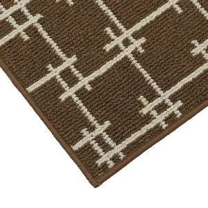 JVL Vector Machine Washable Latex Backed Doormat, 40x70cm, Brown