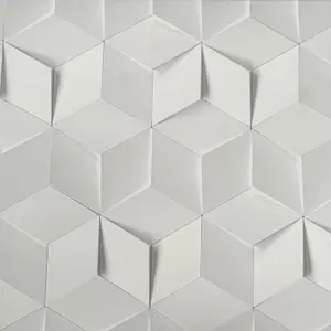 Wallpaper 3D Geometric Feature Wall White Cube Illusion Funky Modern Vinyl Coat