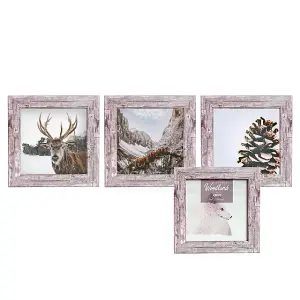 Kenro Box of 3 Harmony Woodland Silver Grey Rustic Wood Effect Photo Frame 5x5 Inch / 13x13cm - HW1313GY