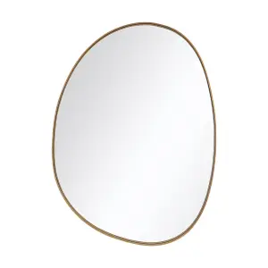 Irregular Wall Mounted Metal Framed Bathroom Mirror Decorative, Gold