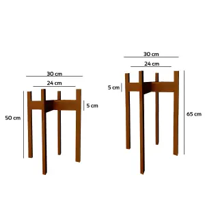 Decorotika Floret Handmade Solid Wood Plant Stand Set  - Medium Colour