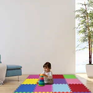 18 piece EVA Interlocking Large Coloured Play Mat Soft Foam Tiles Child Kids Jigsaw