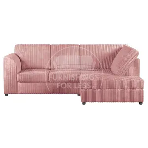 Luxor Pink Jumbo Cord 4 Seater Corner sofa Right Hand Facing - Full Back