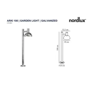 Nordlux Arki 100 Outdoor Patio Terrace Garden Light In Galvanized (Height) 100cm