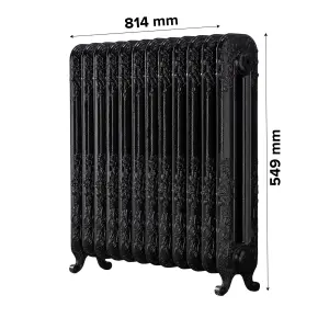 Arroll Daisy Cast iron Black 12 Column Radiator, (W)814mm x (H)549mm