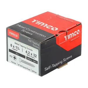 Timco - Self-Tapping Screws - PZ - Pan - Zinc (Size 8 x 1 1/4 - 200 Pieces)