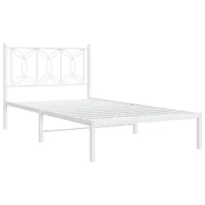 Berkfield Metal Bed Frame without Mattress with Headboard White 100x200cm