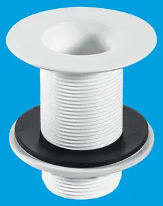 McAlpine W3 1.5" Backnut Sink Waste 85mm White Plastic Flange x 3.5" Tail Unslotted Plug