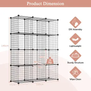 Costway 12 Cube Storage Shelf Rack DIY Wire Grid Bookcase Display Cabinet Organiser