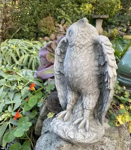 Highly detailed Stone Owl garden ornament