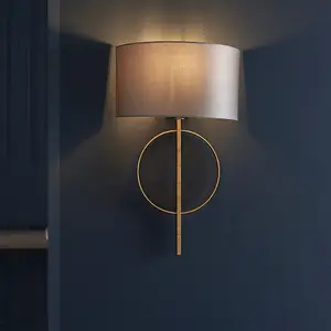 Luminosa Trento Wall Lamp Antique Gold Leaf & Mink Satin Fabric