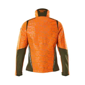 Mascot Accelerate Safe Ladies Fit Softshell Jacket with Reflectors (Hi-Vis Orange/Moss Green)  (Small)