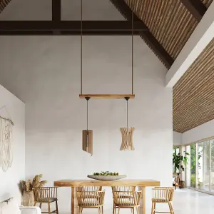 Oriana Wood Natural 1 Light Classic Pendant Ceiling Light