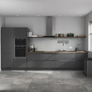 GoodHome Stevia Gloss anthracite Slab Highline Cabinet door (W)600mm (H)715mm (T)18mm