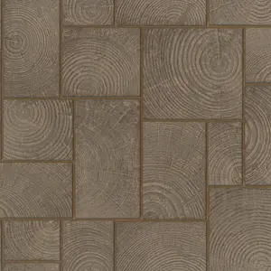 Galerie Natural Opulence Bronze Brown Wood Block Wallpaper Roll