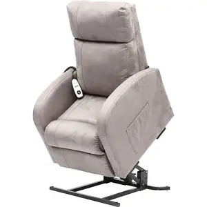 Single Motor Rise and Recline Lounge Chair Pebble Grey Micro Fibre Material