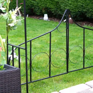 Decorative Garden Arch with Gate - Weather Resistant Outdoor Climbing Plant or Vine Support Arbour Archway - H237 x W138 x D38cm