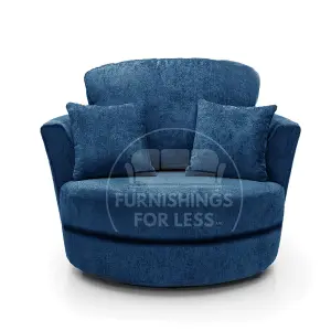 Monaco Chenille Fabric Swivel Chair 360 Rotation Foam Blue