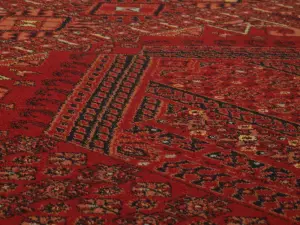 Luxurious Traditional Persian Bordered Easy to Clean Wool Red AndOrange Chequered Rug for Living Room & Bedroom-240cm X 340cm