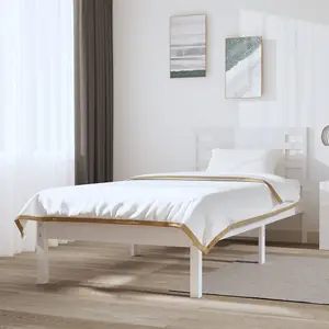 Berkfield Bed Frame White Solid Wood Pine 100x200 cm