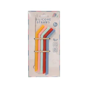 Silicone Straw 5PK different colors and matching cleaning tools