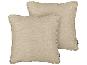 Set of 2 Cushions ELLIOTTIA Jute 45 x 45 cm Solid Beige