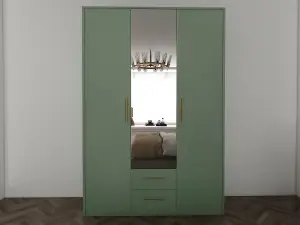 swindon Green 3 door 2 drawer Wardrobe 135cm